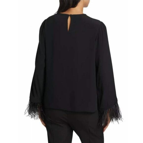 MARELLA Rivista Silk Crepe De Chine Blouse Removable Feather Cuffs NEW Size 8 - Picture 3 of 16